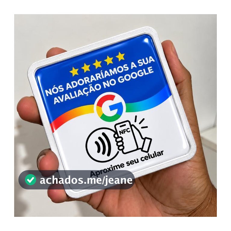 Kit com 2 Placas NFC Google Avaliações 10x10cm Aproxime o Celular para Parede 3D