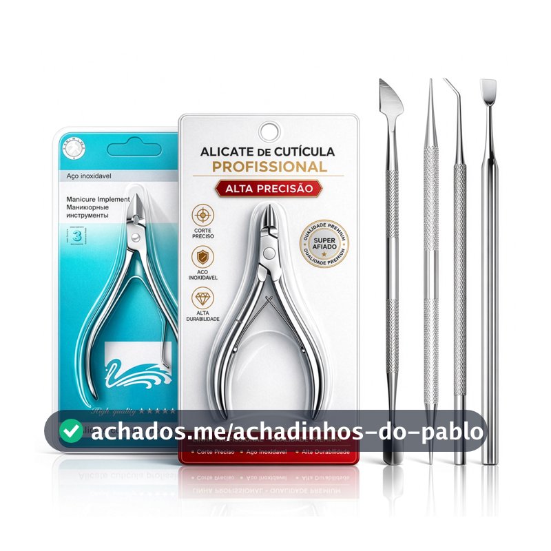 Kit Manicure 6 Peças Inox Alicate Corte Unha + Cutícula Espátula Palito Raspador Desencravador