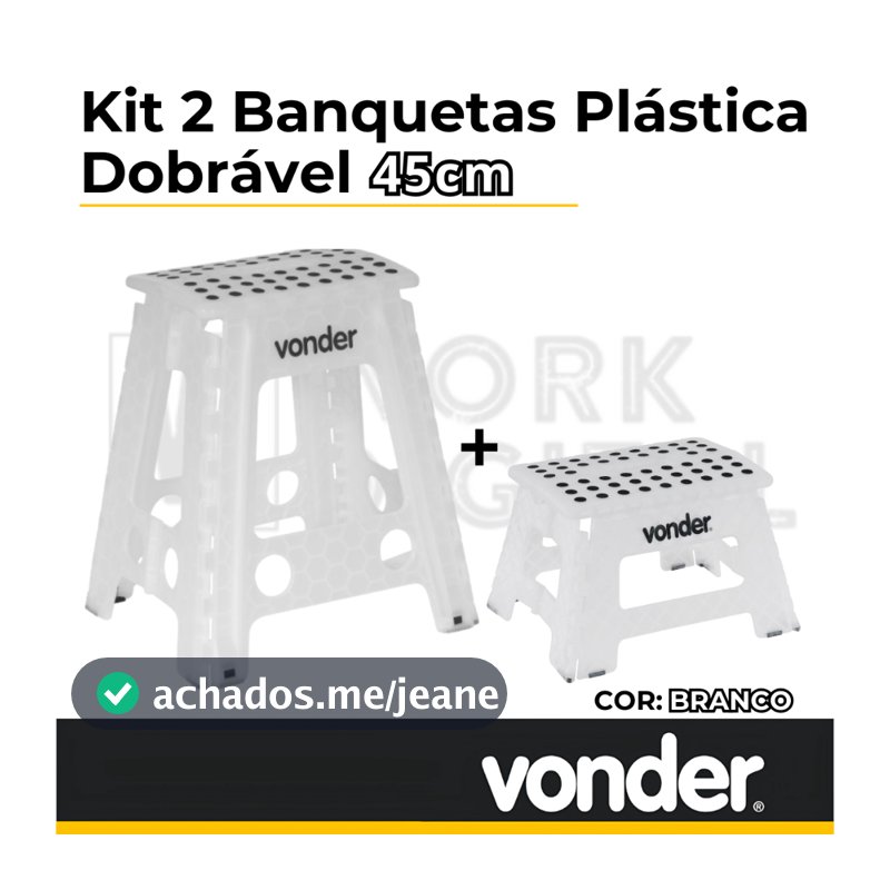Kit Banqueta Grande 45cm + Pequena 22cm Branca Vonder