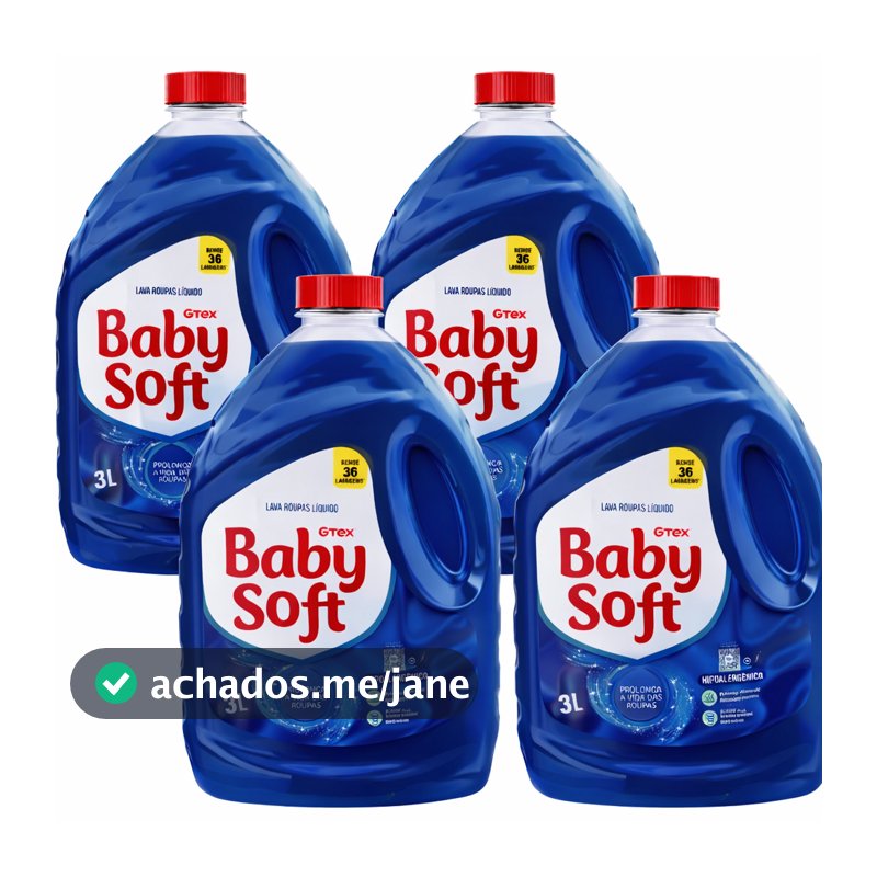 Kit 4 Lava Roupas Liquido Baby Soft Max Performance Azul - 3l