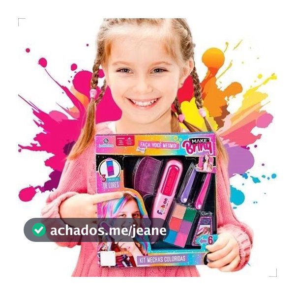 Kit Pinta Cabelo Menina Blogueira 6 Cores, Brinquedo Menina, Mechas Coloridas, Kit Menina Pinta Cabelo, Make Infantil