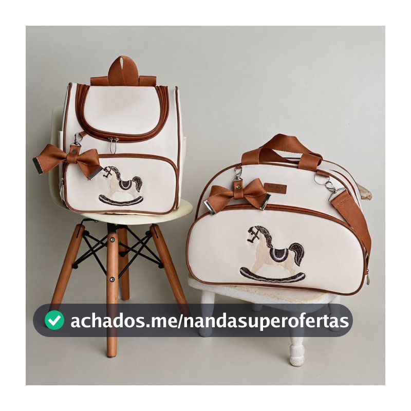 Kit de Bolsas Maternidade para Bebê Luxo Mochila Mala Cavalinho 2 Peças Passeio Viagem Organização