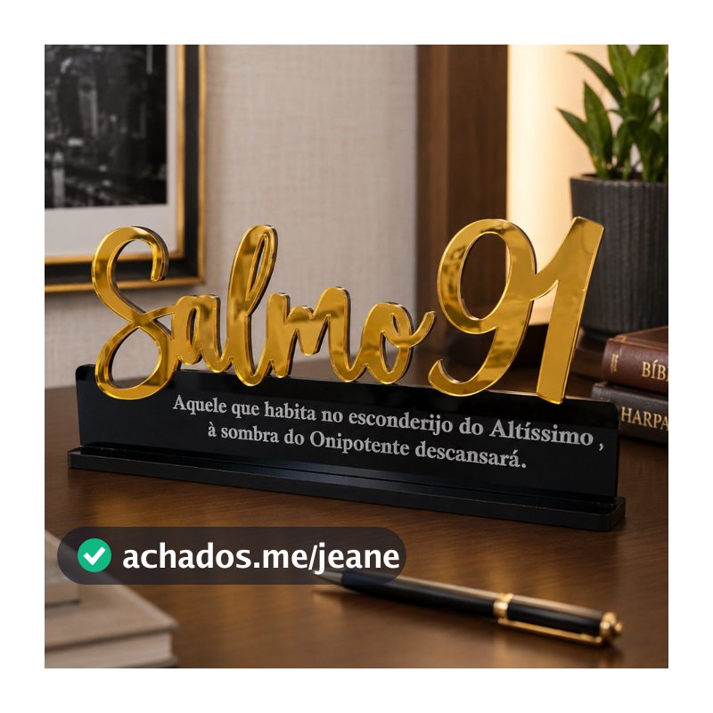 Frase Salmo 91 Aquele que Habita - Acrílico Espelhado Decoração de ambientes moderna