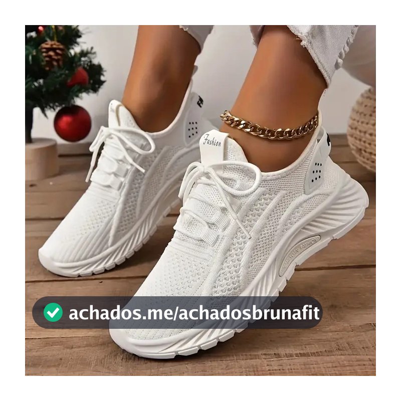 Calçados esportivos femininos de malha respirável da moda - tênis casuais para todas as estações, cano baixo com cadarço
