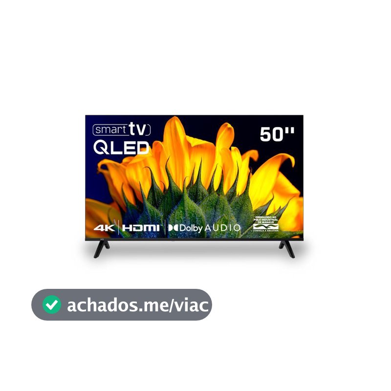 Smart TV HQ QLED 50 Polegadas HQ-QLED50SM 4K Wi-Fi Bluetooth, Dolby Audio, Apps, Netflix, YouTube e Prime Video, 3 HDMI