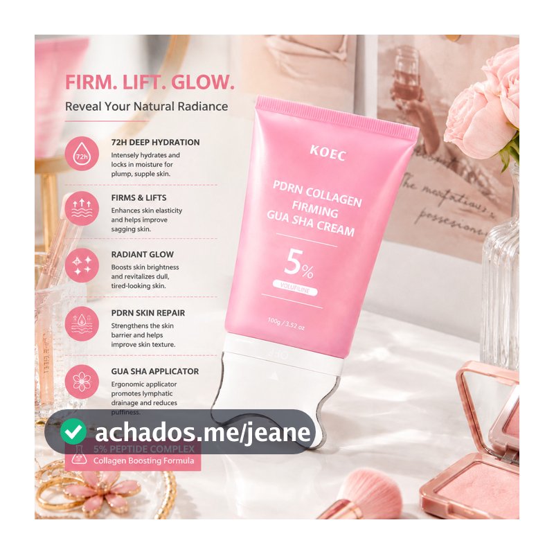 Novo Creme Facial/Para o Pescoço com Colágeno e Salmão Gua Sha PDRN
