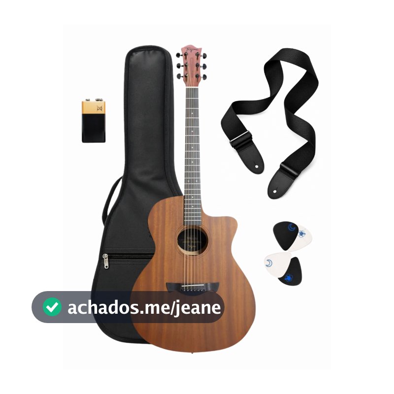 Kit Violão Tagima Grand Auditorium Cutaway Sapele Dallas 6 Cordas Bag Correia Palheta porta palheta