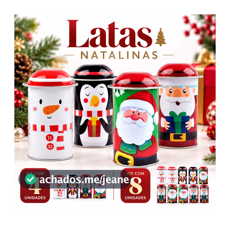 Latas Natalina Com Chapéu Papai Noel E Amigos Presente Criativo E Divertido Lembrancinha de Natal