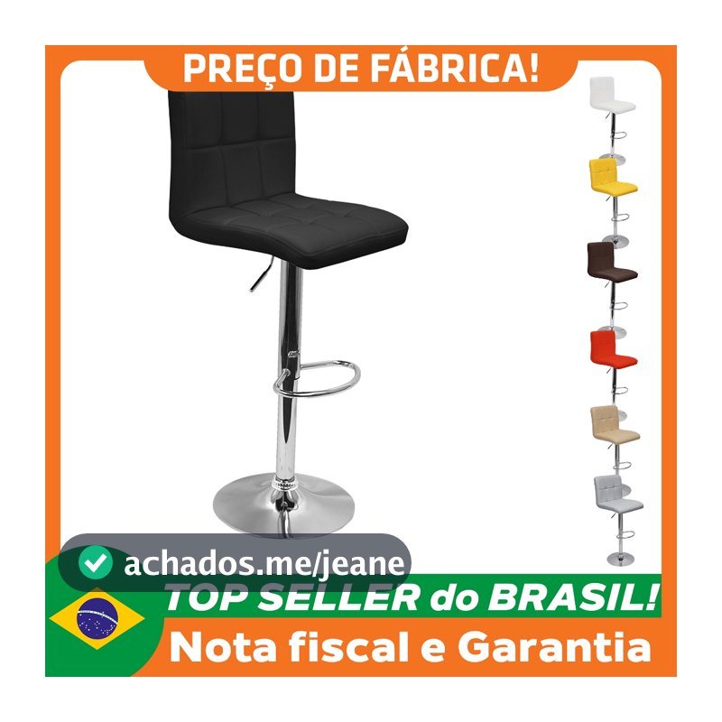 Banqueta Confort Gomos Estofada Couro Giratória c/ regulagem
