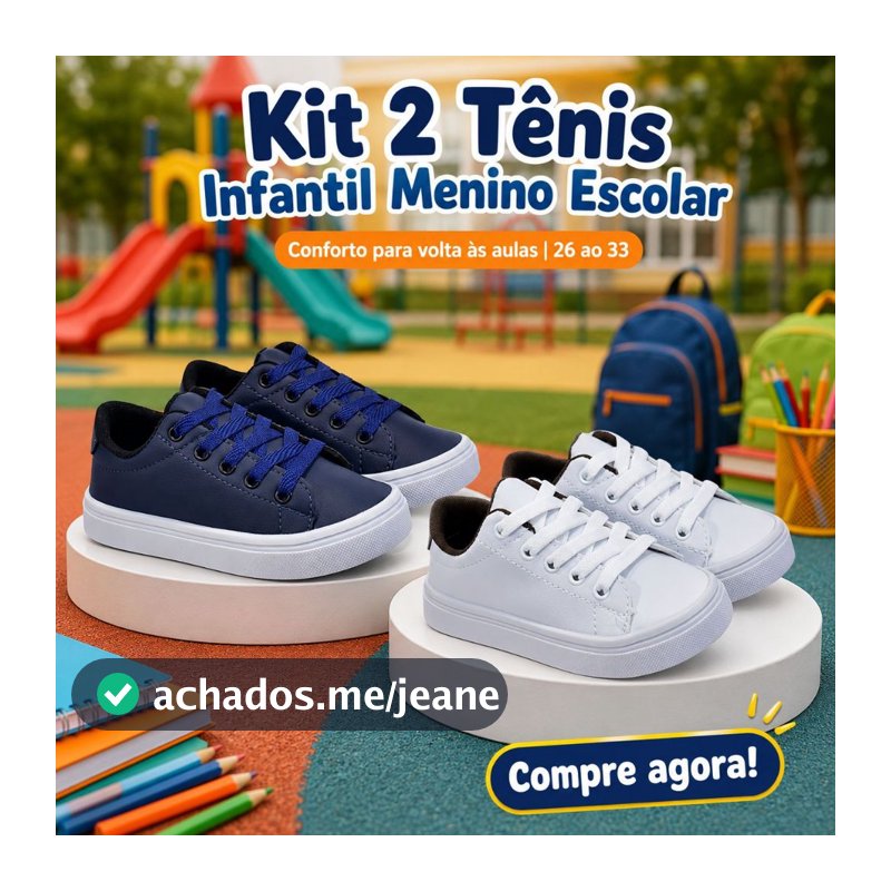 KIT 2 Tenis Infantil Escolar De Menino | Conforto Para o Dia Todo Com Estilo | COMPRE AGORA!