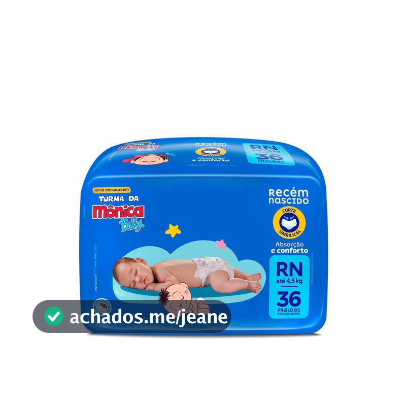 Fralda Turma da Mônica Baby Jumbo RN com 36un
