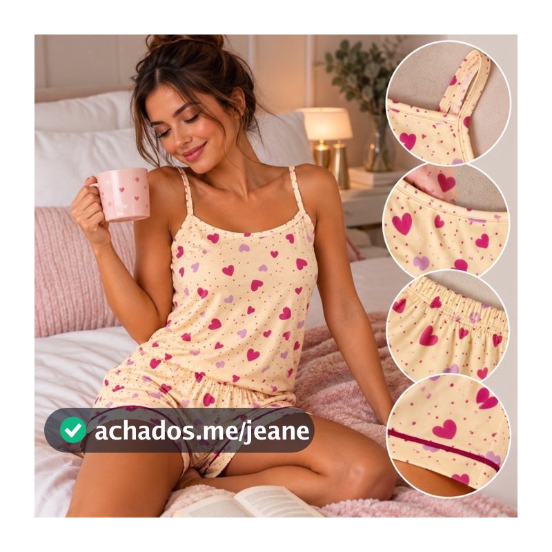 Pijama feminino curto short doll baby doll de verão estampado confortável para dormir
