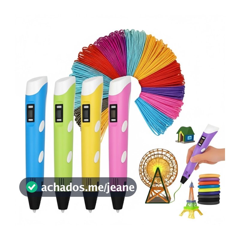 Caneta 3D Impressora Infantil Filamento PLA 1,75mm Refil DIY Desenho Pintura 3D Segura Criança