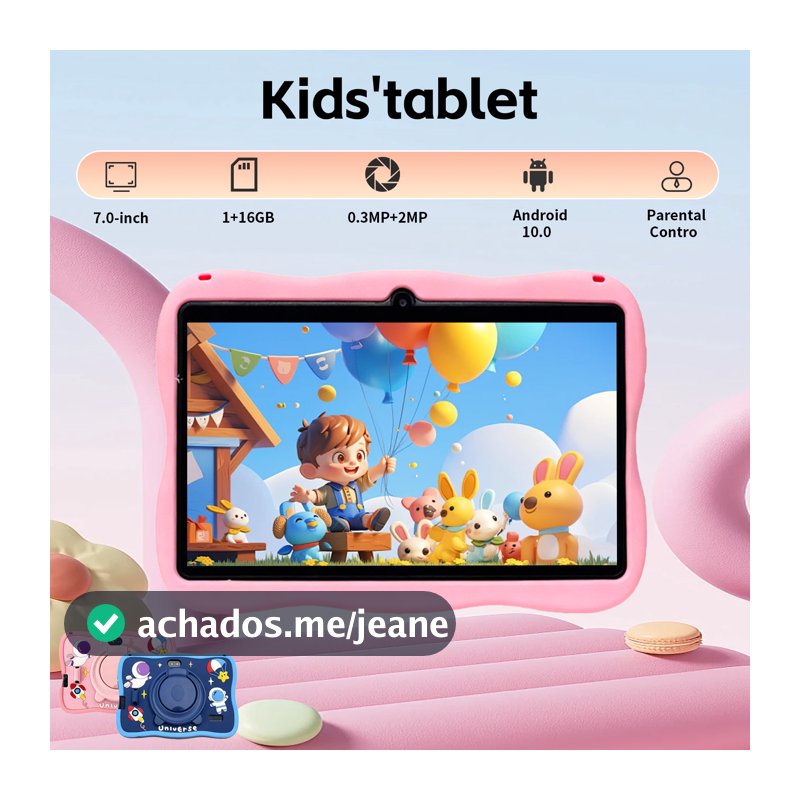 Tablet De Aprendizagem 7 Polegadas Android OS 16 Gb De Armazenamento Wi-Fi Bluetooth Para Crianças
