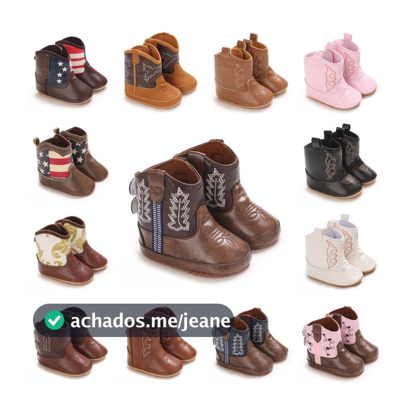 0-18 Meses Botas De Bebê Couro De Cowboy Ocidental Bordadas Inverno