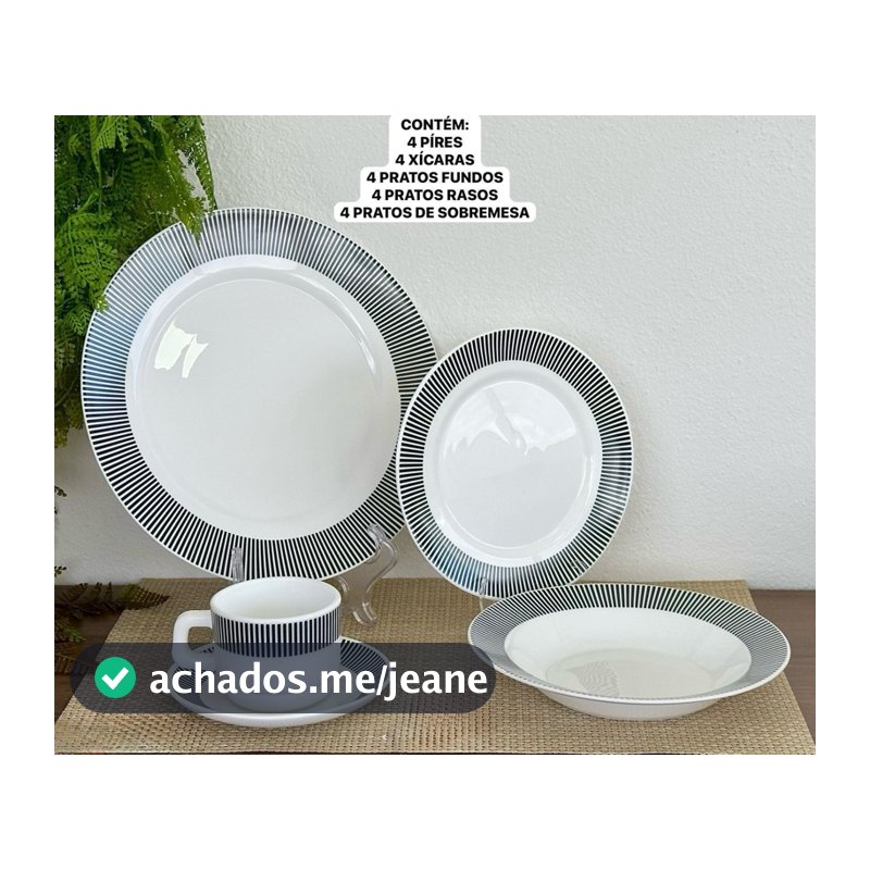 Aparelho de Jantar e Cha 20 Peças Haüskraft Florido Lindo Opal Pratos Raso Fundo Sobremesa Xícara