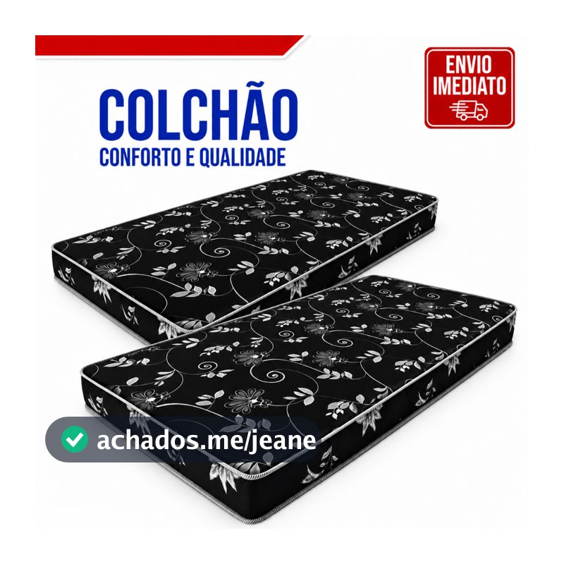 Kit 02 Colchão de Solteiro D20 188x88x12 Alta Densidade 100% Espuma Antiácaro e Antialérgico