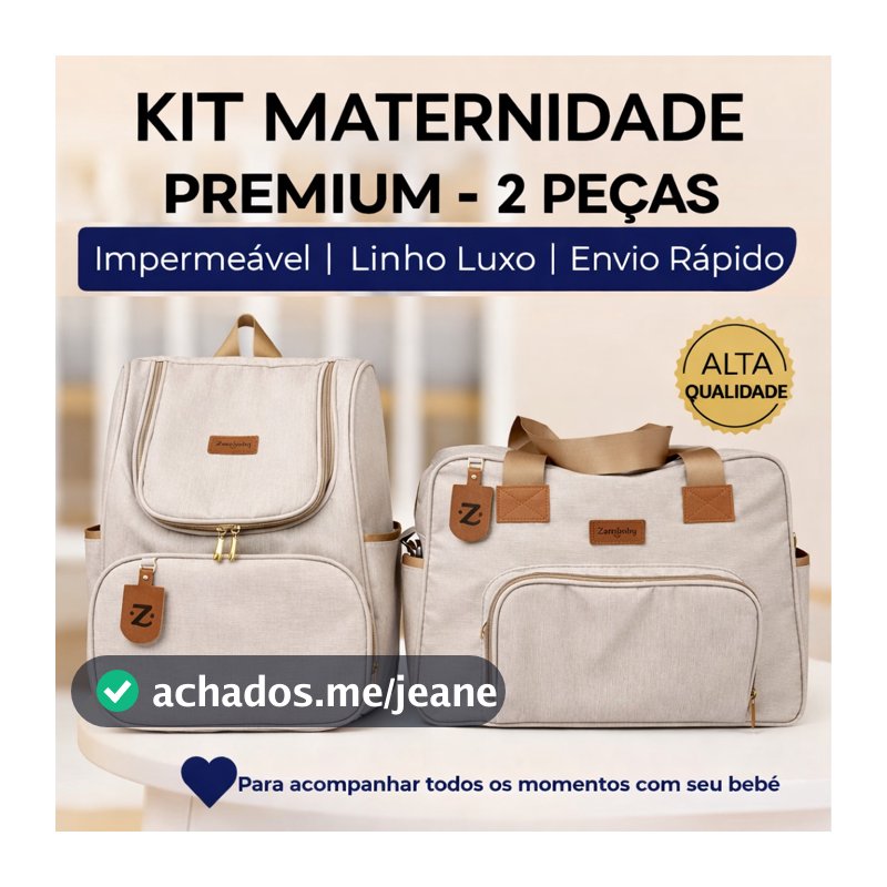 Kit Maternidade Mochila Bolsa Bebê 2 Peças Térmica Impermeável Linho Premium Luxo