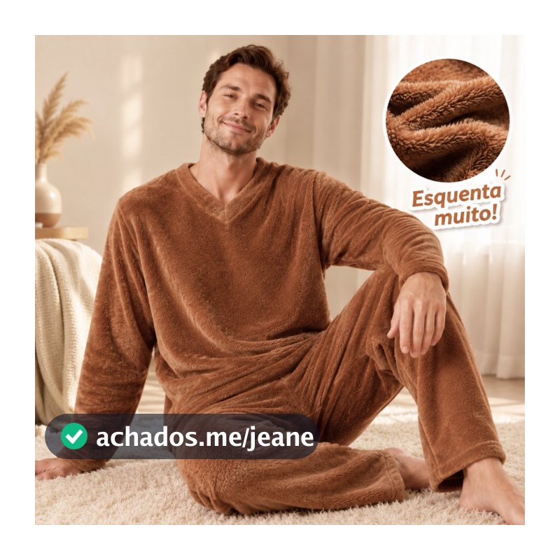 Pijama Masculino Quentinho Soft Fleece Macio Leve & Quentinho Liso Gramatura 200 Inverno