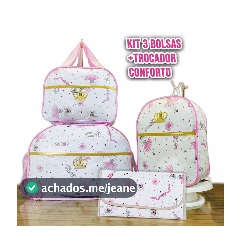Kit Mala Bolsa Maternidade Impermeável Menina Menino - Mala Grande, Mala Média e Mochila e Trocador