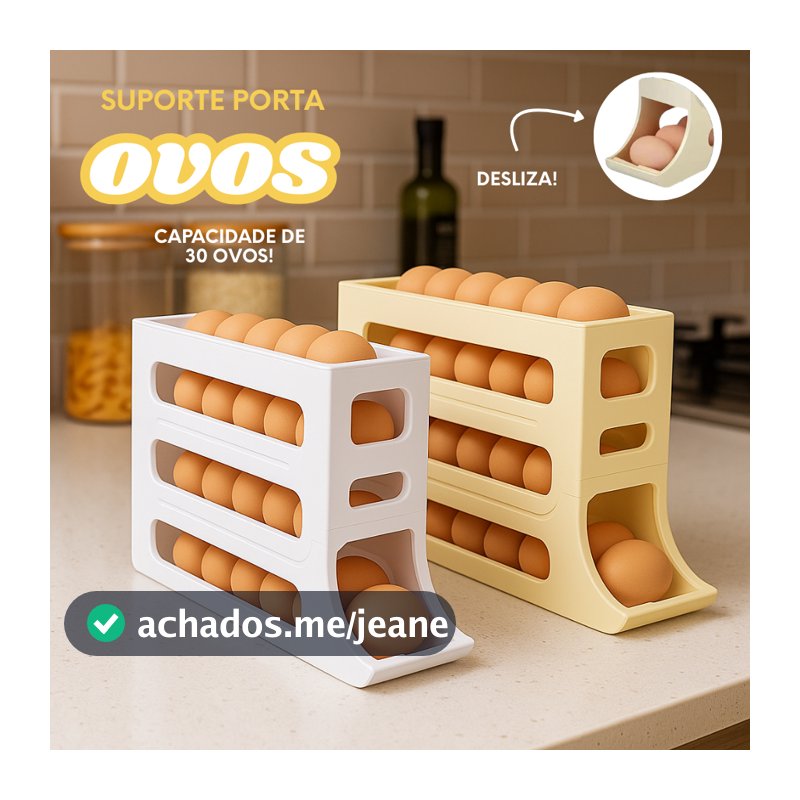 Suporte Porta Ovos Rolante 4 Andares Plástico Durável Organizador de Geladeira 30 Ovos