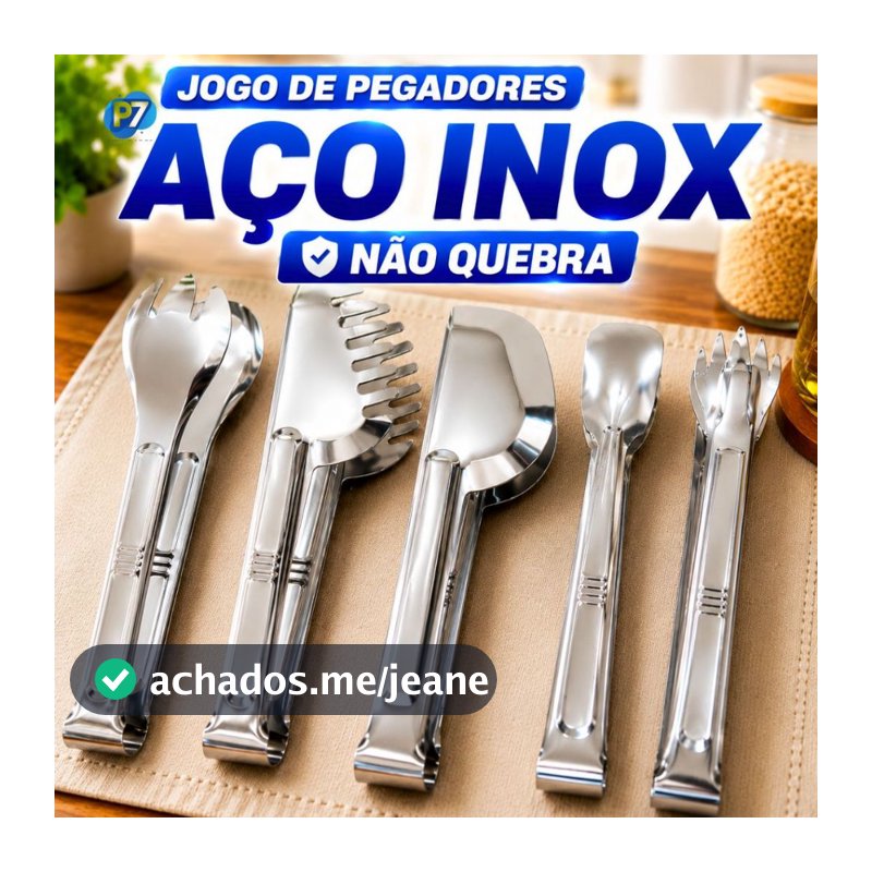 Kit Cozinha Pegador de Macarrão Alimentos Salada Churrasco Frios Inox Utensílios para Cozinha em Geral