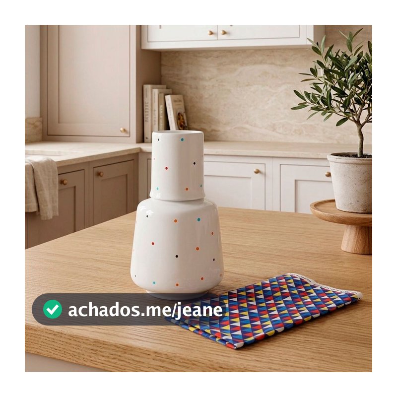 Moringa de Porcelana Cilíndrica Branca Poá Color 800 Ml