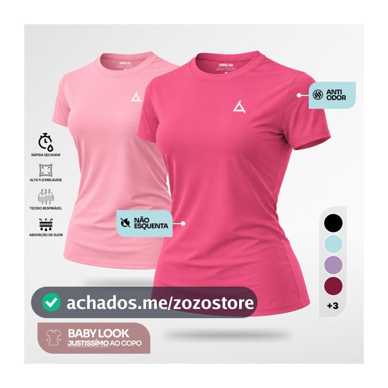 KIT 2 ou 1 Camiseta Feminina Dry Fit UV 50+ Blusas Baby Look Slim Camisas Academia Treino Musculação