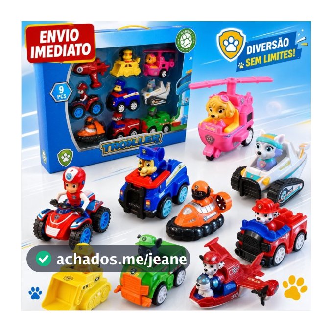 Kit Carrinhos Patrulha Canina Com 9 Carros De Fricção Brinquedo Infantil Premium - Envio Imediato