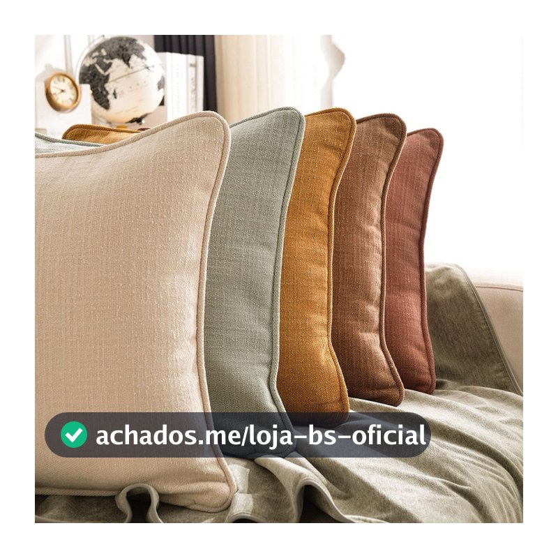 Almofada Decorativa 45x45 ou 50x50 Linho ou Veludo C Vivo Enchimento Sofá Cama