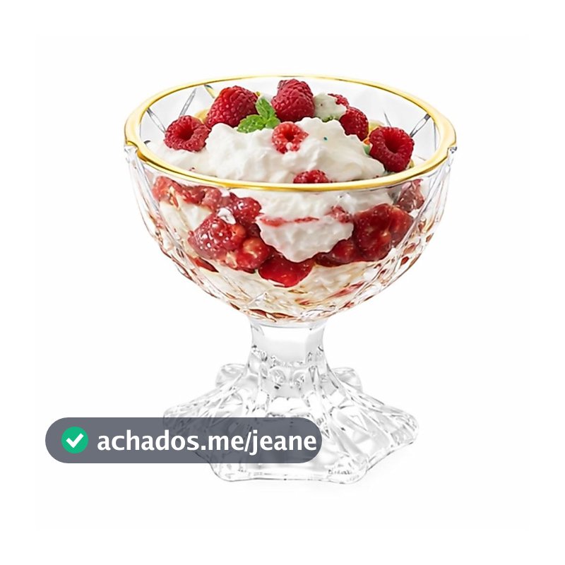 Conjunto de Taças de Sobremesa em Vidro c/ Fio de Ouro 170ml Lyor Jogo Douradas Luxo e Sofisticação