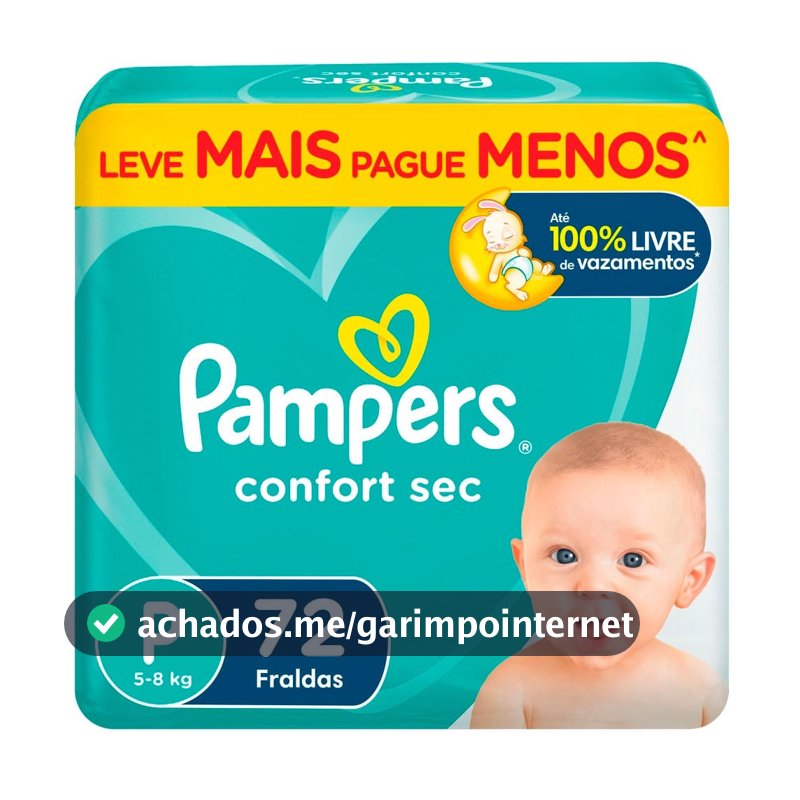 Fralda Pampers Confort Sec Tamanho P 72 Unidades Descartáveis