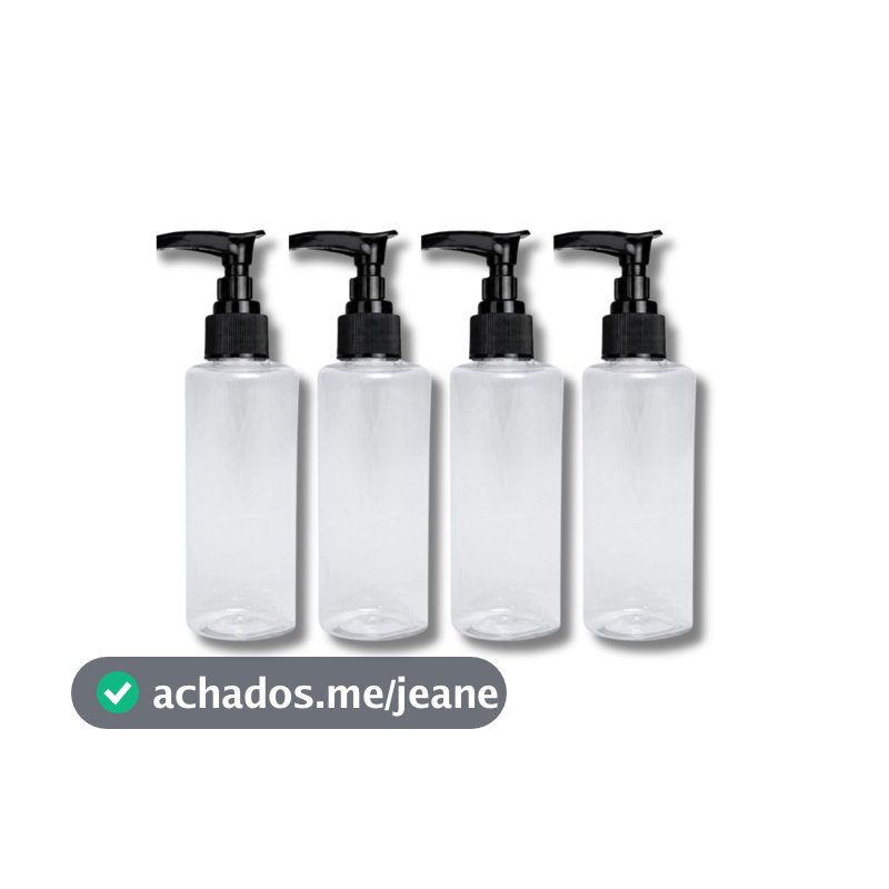 Kit 4 Frascos Tampa Válvula Pump 100ml Cilíndricos Viagem Sabonete Liquido Skincare Shampoo- novo