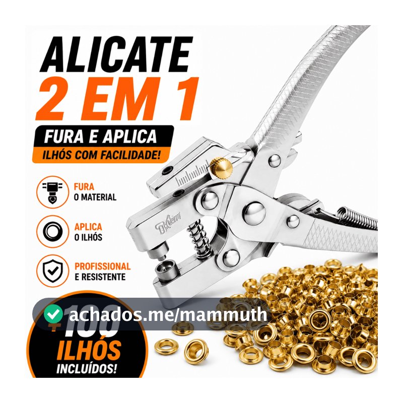 Alicate aplicar ilhós 2 em 1 profissional fura e aplica +100 Ilhós Incluídos