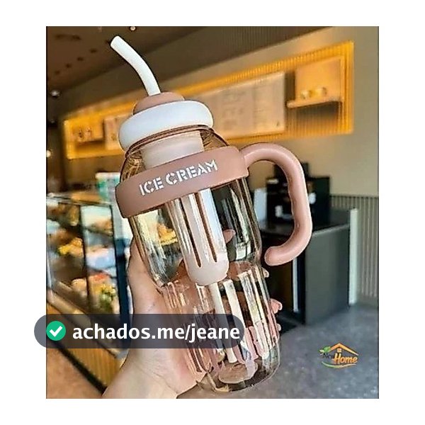 Garrafa de Água com Canudo de Silicone Grande com 1350ml Capacidade com Filtro Portátil ICE CUP ICE CREAM HIDRATE-SE ^