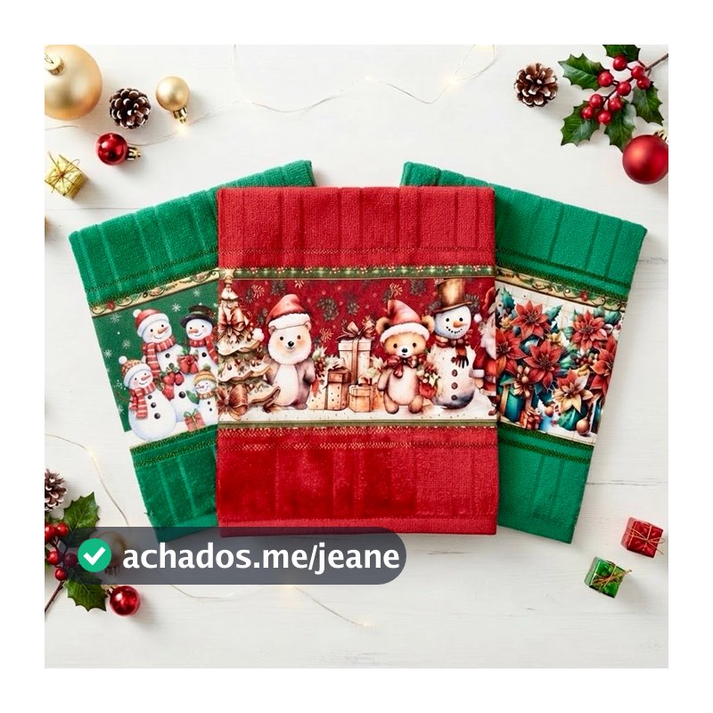 Kit Toalhas Lavabo de Natal Felpuda Dohler Linha Premium Decoraçãode Banheiro Toque Macio Papai Noel