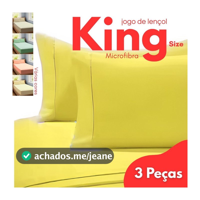 Jogo de Lençol Cama Solteiro Casal Queen King 3 Peças Liso 1,93m x 2,03m x 30cm - DIVERSAS CORES