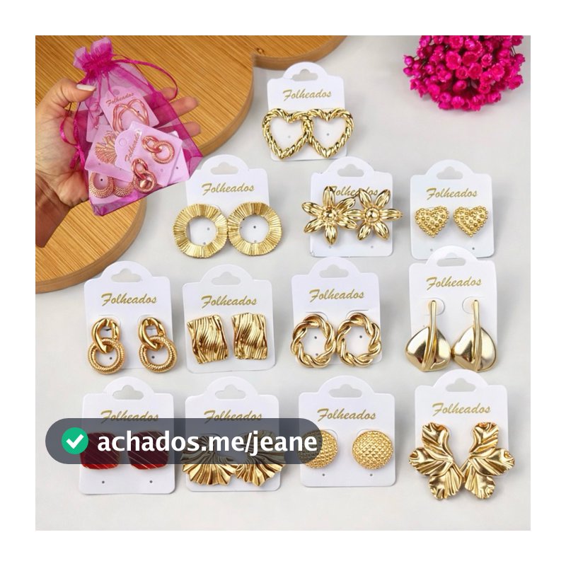 Kit 6 Pares De Brincos Femininos Folheado a Ouro e Prata Bijuteria Tendência Moda Elegante Sortido