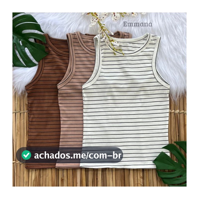 Kit 3 Regata Canelada Feminina Listrada Blusa Básica Camiseta Casual