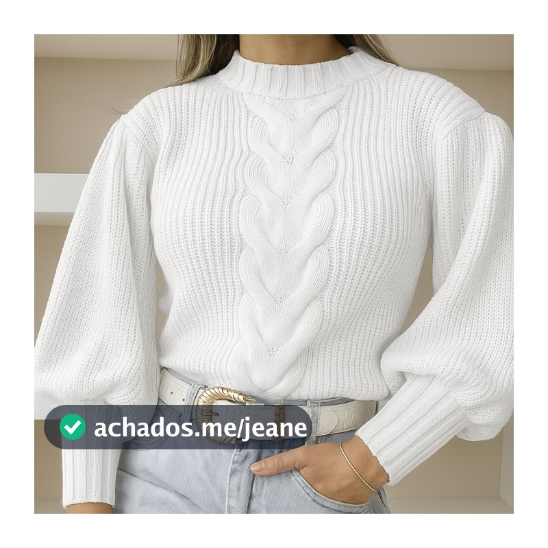 Blusa de frio feminina estilo blogueira com trança tendência 2025 blusa tricot manga bufante