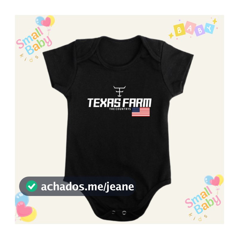 Body Bebe Infantil  Estampado  Texas Farm TXC USA Moda Country Manga Curta