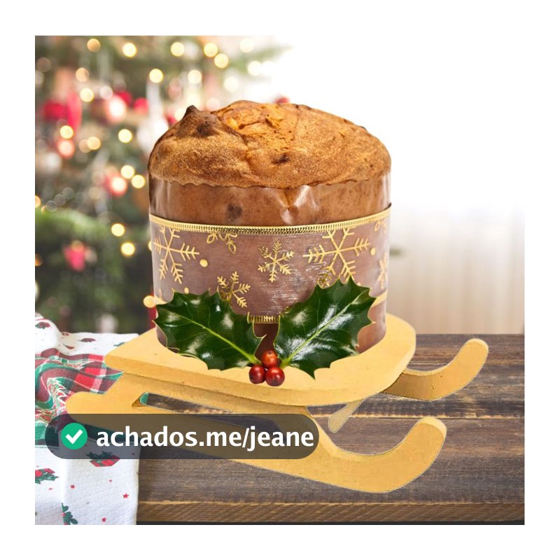 Porta Panetone Trenó Papai Noel MDF Decoração Natalina Mesa Posta Natal