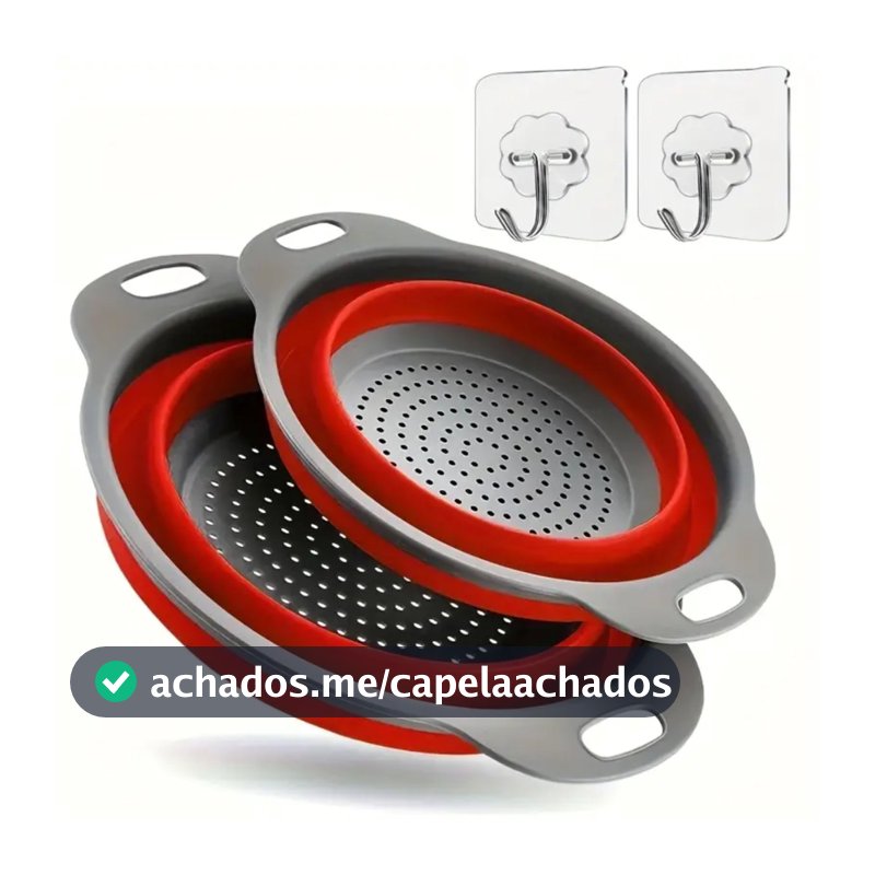 Escorredor De Macarrão E Alimentos Retrátil De Silicone Redondo