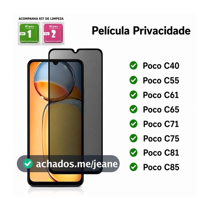 Película de vidro 3D Privacidade Anti Spy Para Xiaomi Poco C85 C75 C81 C71 C61 C65 C55 C40 Pro
