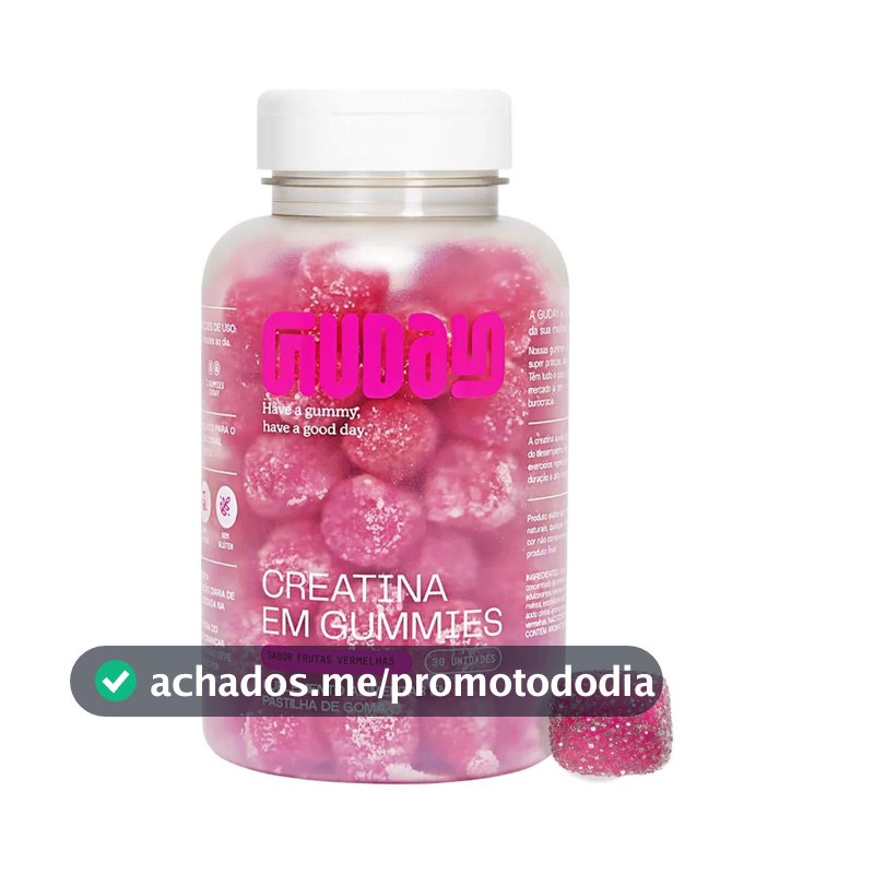 Guday Creatina Mastigável – 30 Unidades – Sabor Frutas Vermelhas, Suplemento Alimentar 1,5g, Sem Lactose e Glúten