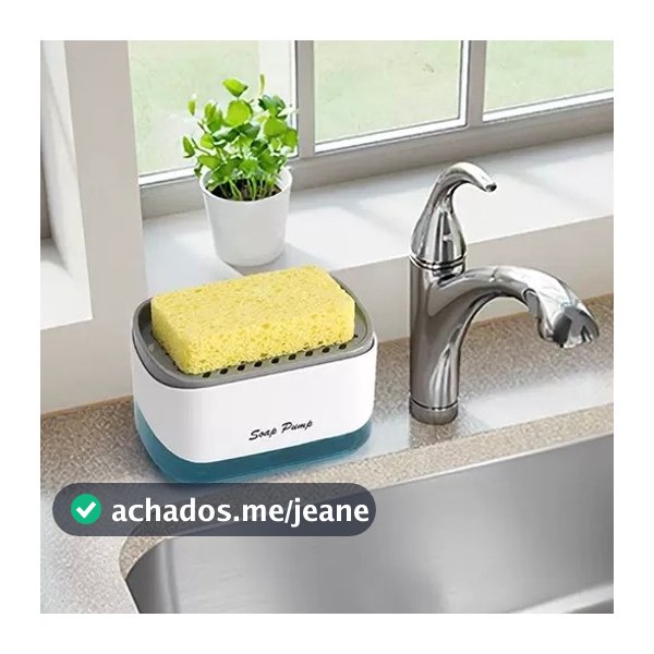 Dispenser de Detergente com Porta Esponja 2 em 1 Para Pia de Cozinha Manual