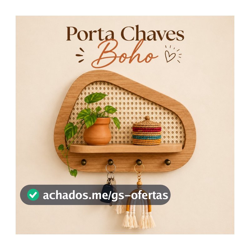 PORTA CHAVES BOHO — DE PAREDE, MDF, PALHA INDIANA DECORATIVO E FUNCIONAL
