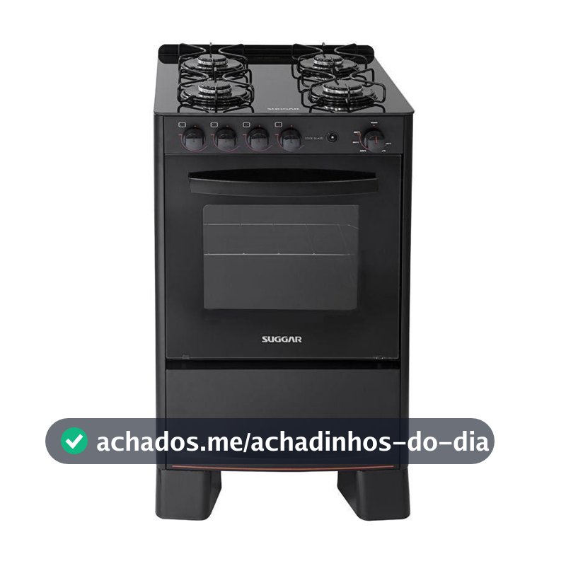 Fogão 4 Bocas Suggar Cook Glass Mesa de Vidro Preto Bivolt - Fgvcg410pt