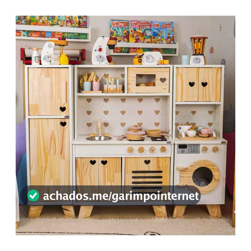 Cozinha Infantil Petit Madeira Completa Geladeira Máquina de Lavar Brinquedo Kit Livro Educativo