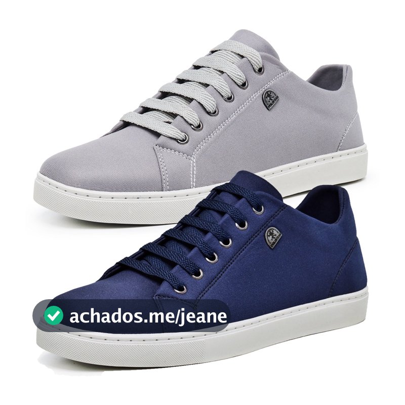 Kit 2 Pares Sapatênis Masculino Básico Casual Tênis Barato London Azul e Cinza